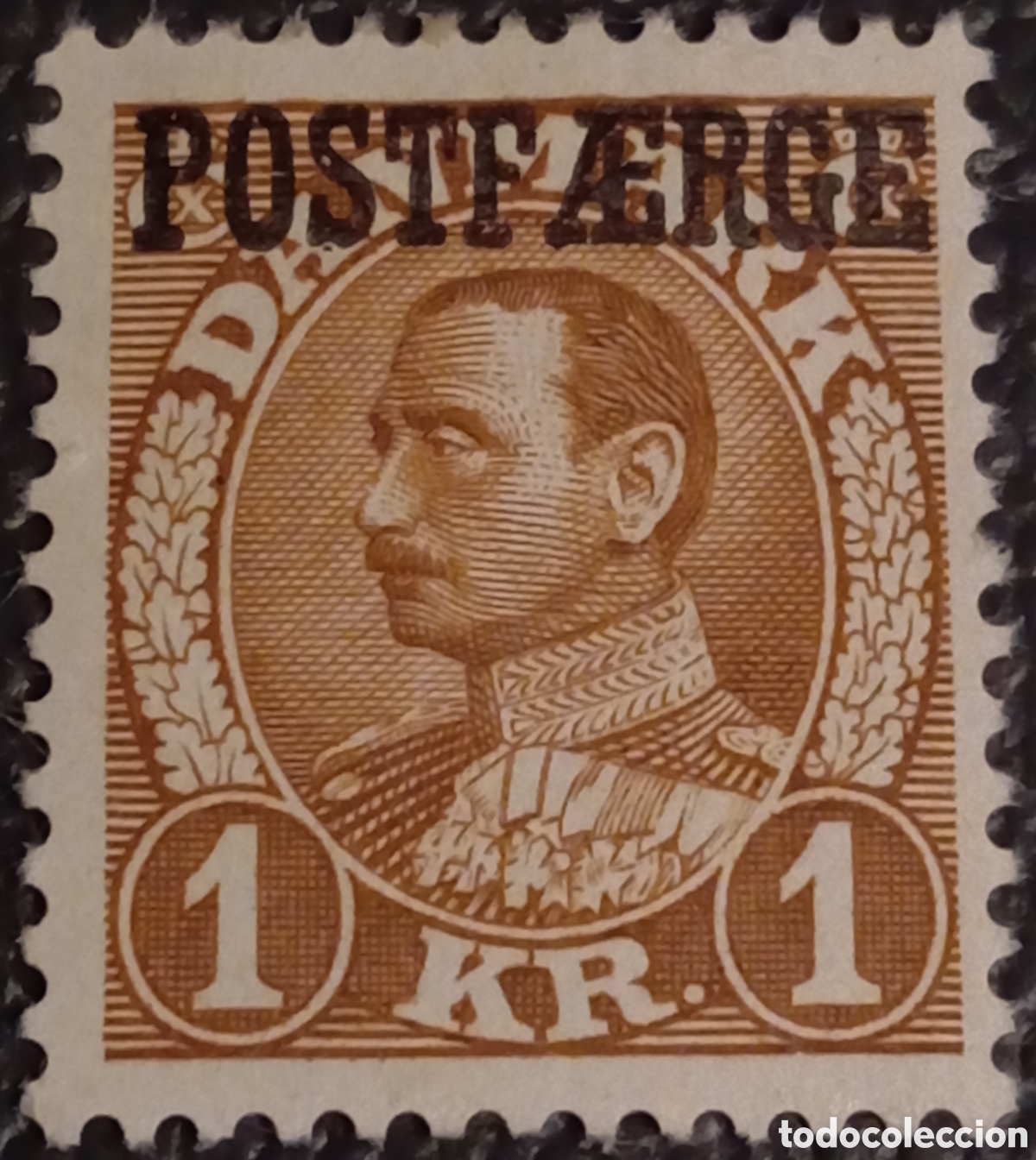 Briefmarken: Dinamarca 1933 - Sello Postf&aelig;rge 1 Kr Marr&oacute;n Rey Christian X - MH (Facit #PF20 / Scott #Q6)