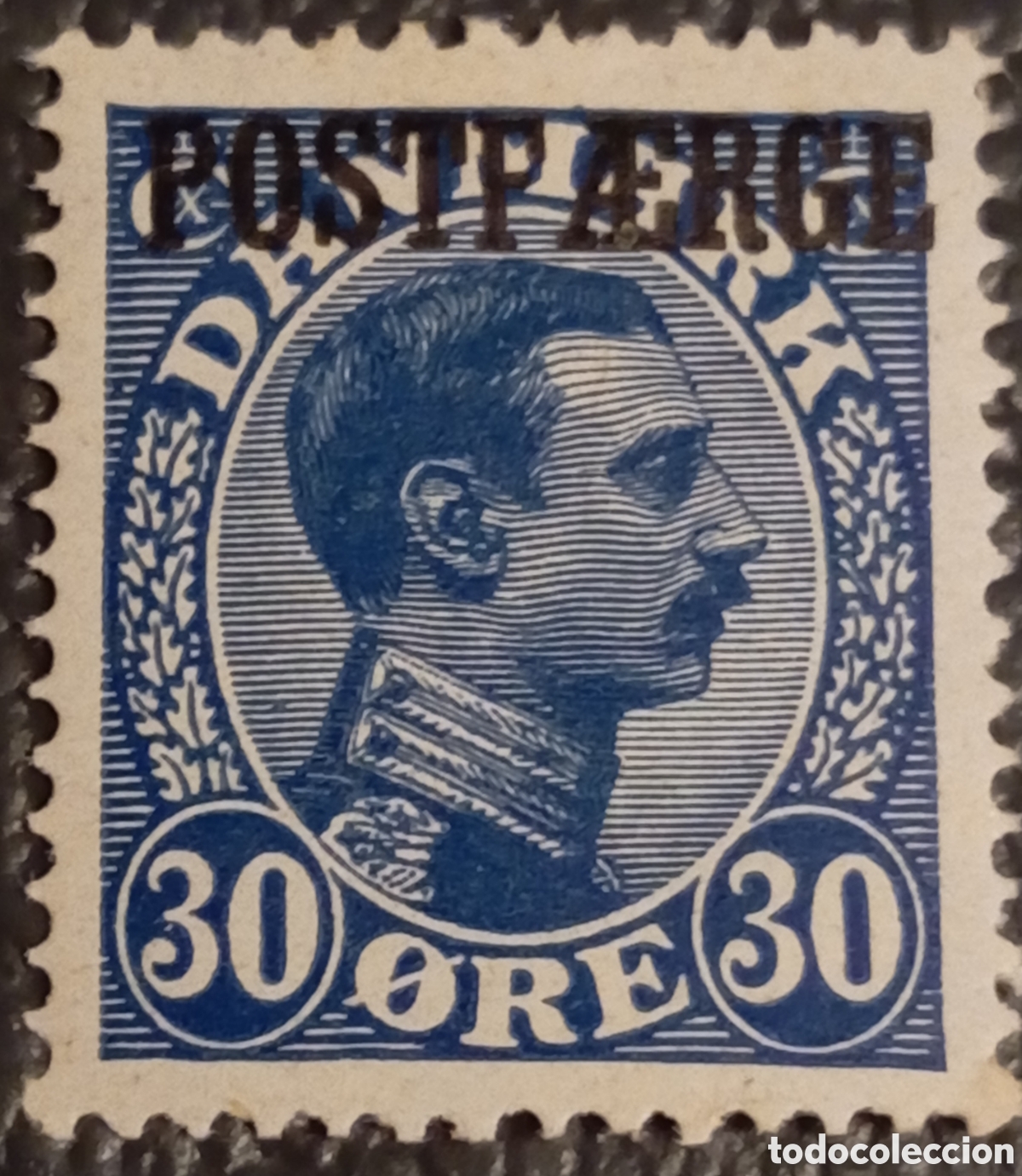 Sellos: Dinamarca 1922 - Postf&aelig;rge 30&oslash; Azul Christian X - Facit #PF3 / AFA #P5 - MNH