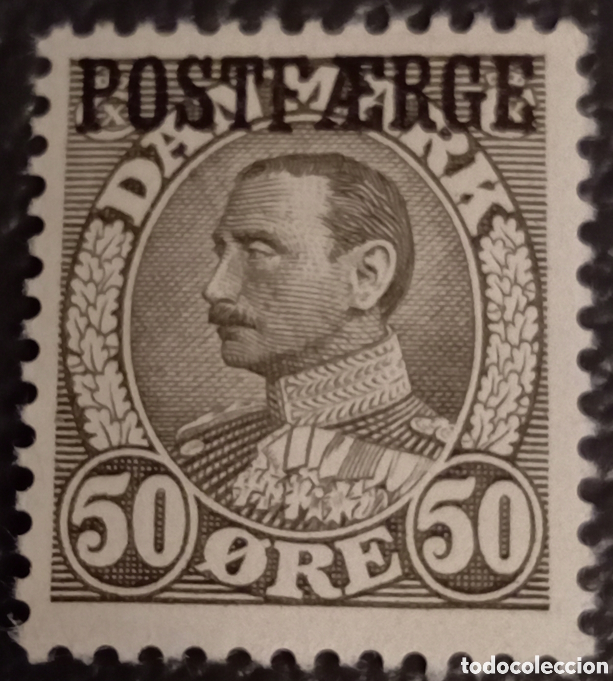 Sellos: Dinamarca 1920 - Sello Postf&aelig;rge 50 &oslash;re Cristi&aacute;n X - Michel PF 3 MH