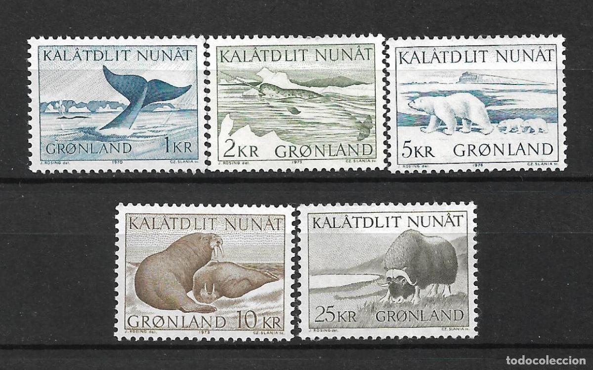 Sellos: groenlandia 1969-76 scott 71-75 ** mnh 16&euro; - 33/46