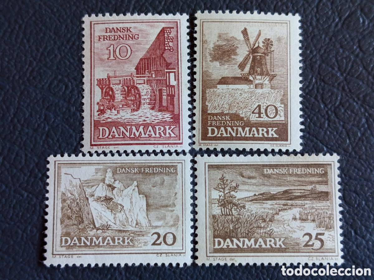 Timbres: Dinamarca 1962/64 - Lote 4 Sellos Conservaci&oacute;n Naturaleza Scott #404,405,407,414 MNH