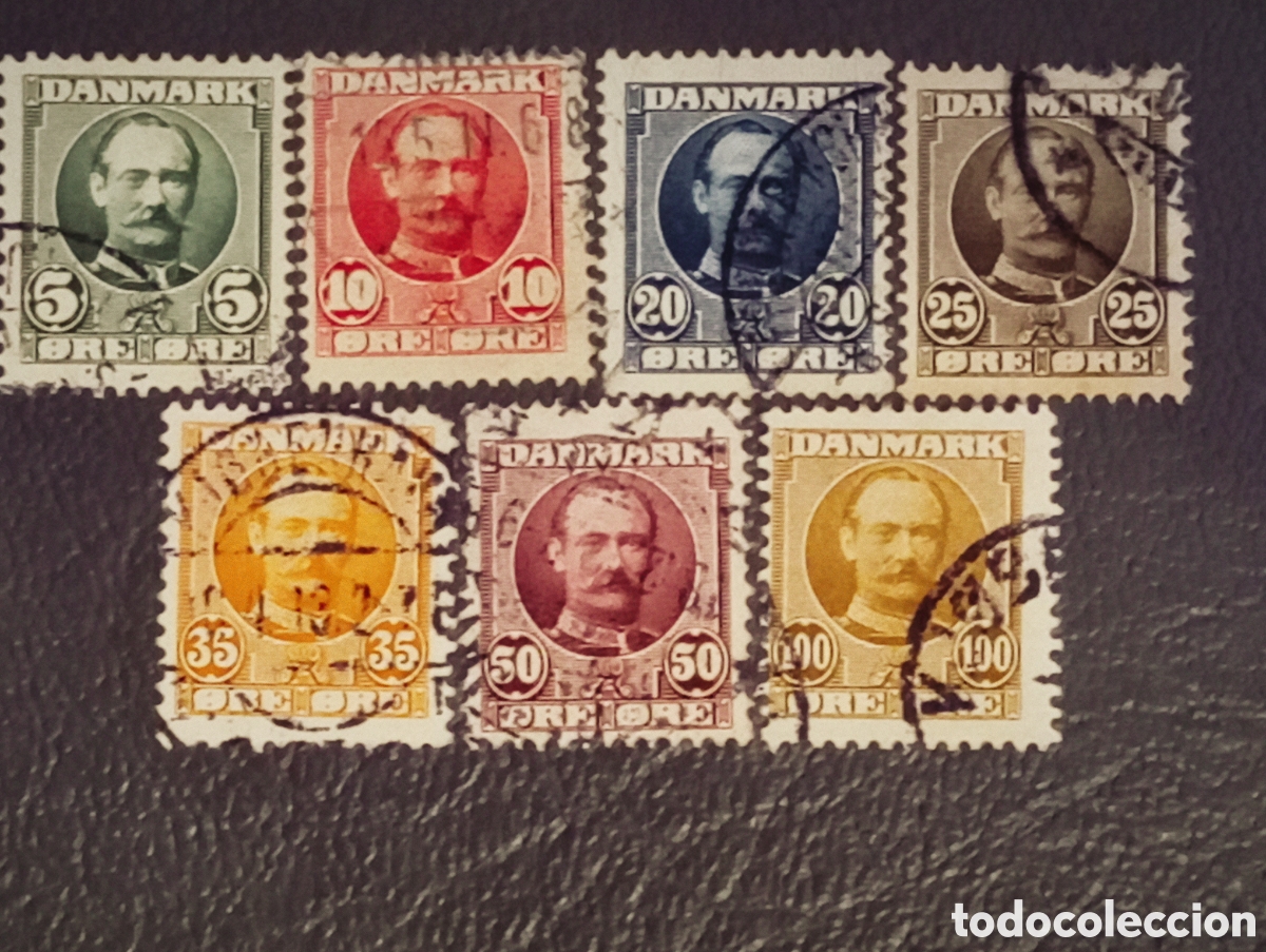 Sellos: Dinamarca 1907 &middot; Rey Federico VIII &middot; 7v &middot; 5+10+20+25+35+50+100 &oslash;re &middot; Scott 72-81 &middot; Usado