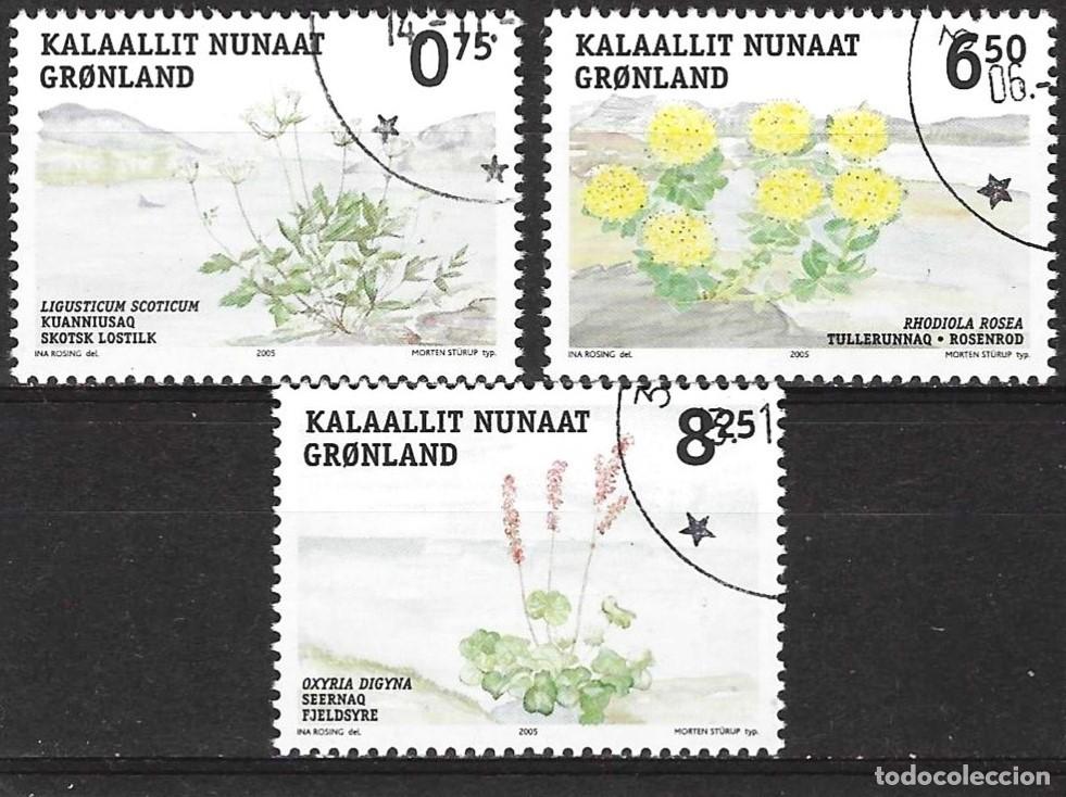Sellos: Groenlandia 2005 - Mi 454 a 456 - YT 428 a 430 - Flores comestibles - MNH**