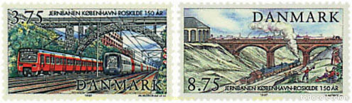 Sellos: 96503 MNH DINAMARCA 1997 150 ANIVERSARIO DE LA COMUNICACION FERROVIARIA COPENHAGUE-ROSKILDE