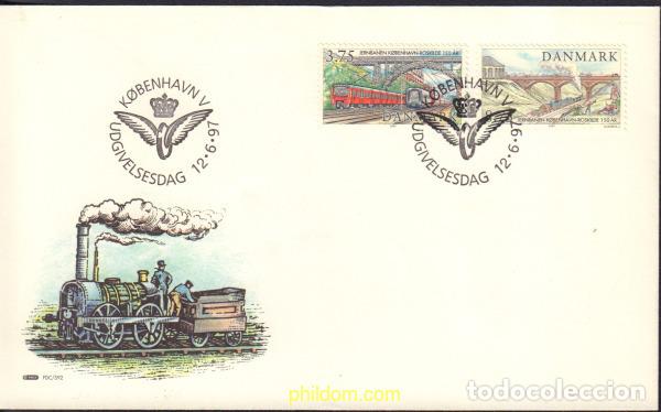 Sellos: 406627 MNH DINAMARCA 1997 150 ANIVERSARIO DE LA COMUNICACION FERROVIARIA COPENHAGUE-ROSKILDE