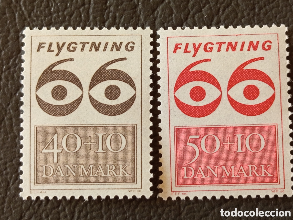 Sellos: Dinamarca 1966 Flygtning 66 Scott B46-B47 Semi-Postal Pareja MH