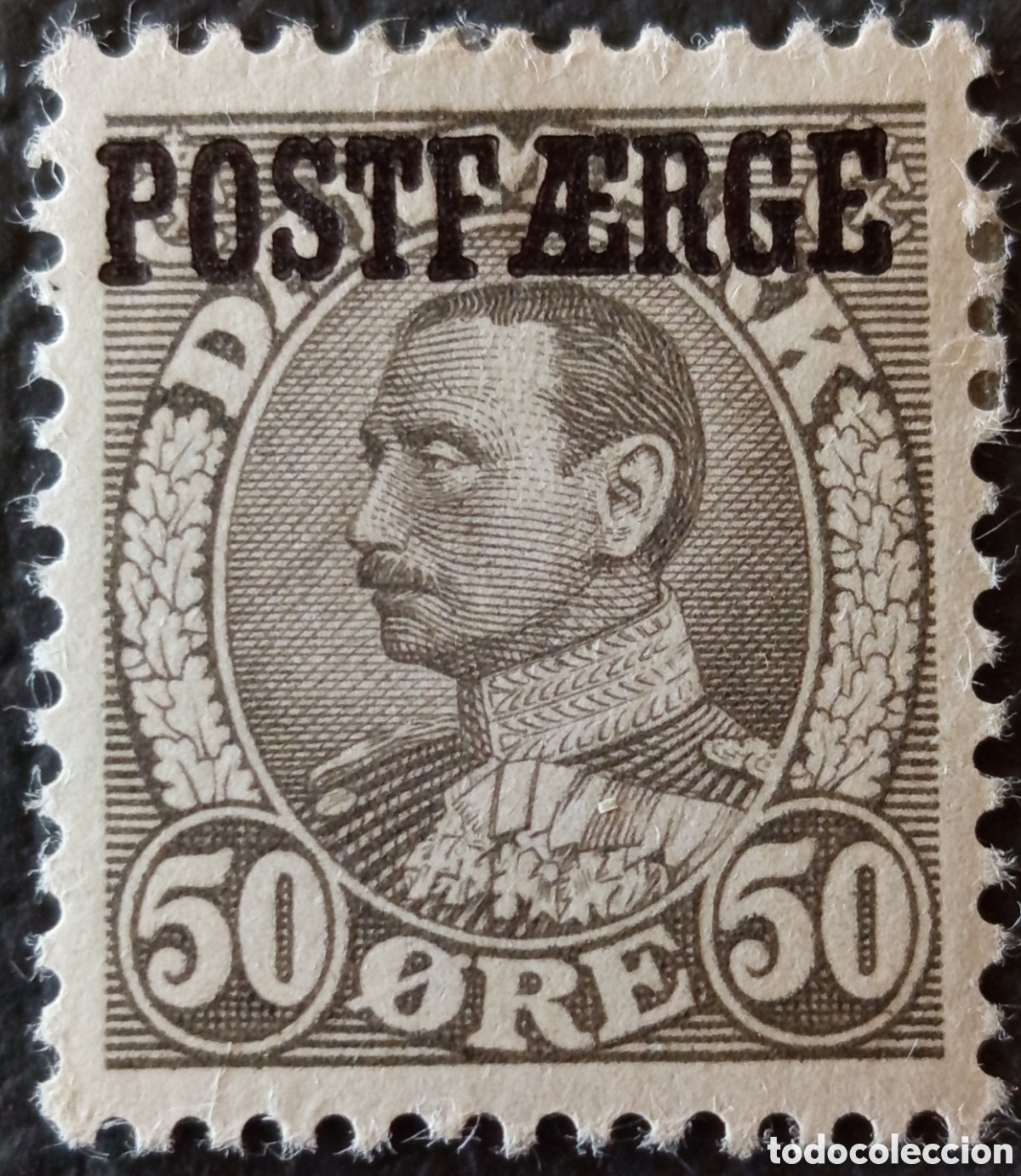 Sellos: Dinamarca 1919 POSTF&AElig;RGE 50 Ore Gris Christian X Scott Q7 MH