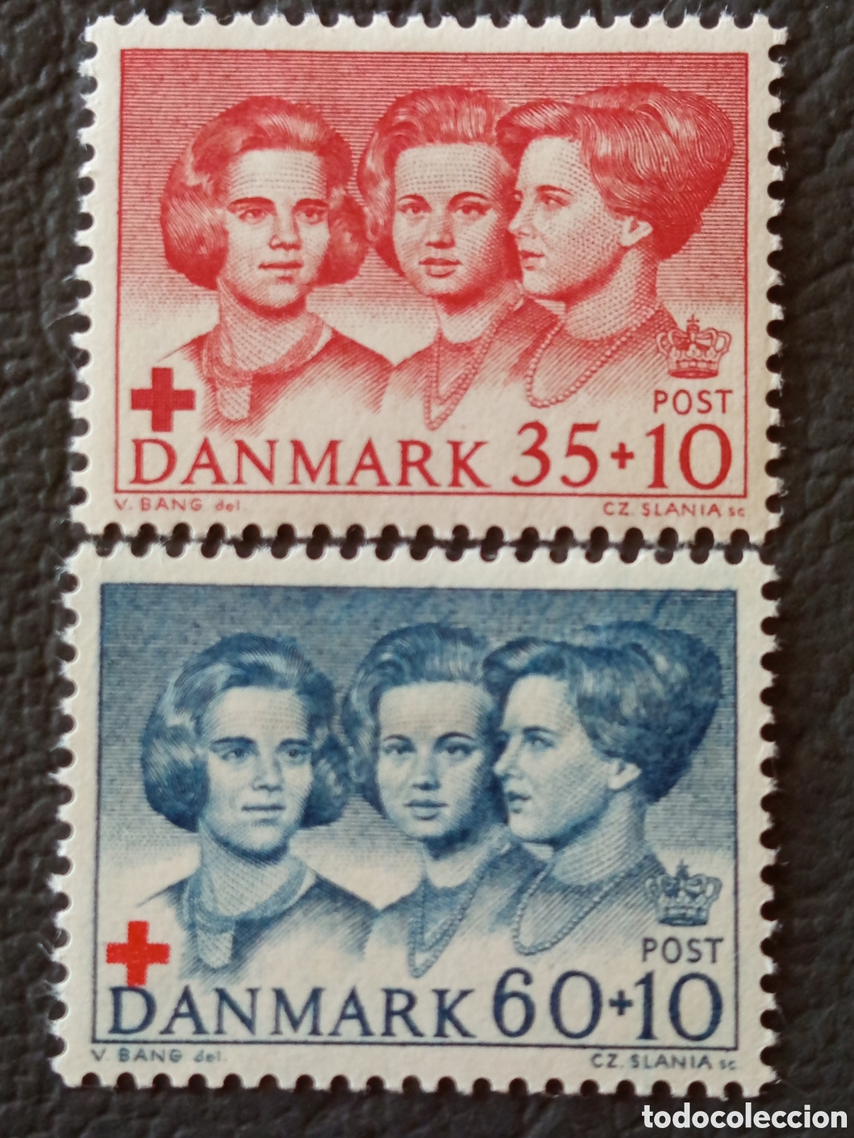 Sellos: Dinamarca 1964 Cruz Roja 35+10 60+10 Princesas Slania Scott B21-22 MH