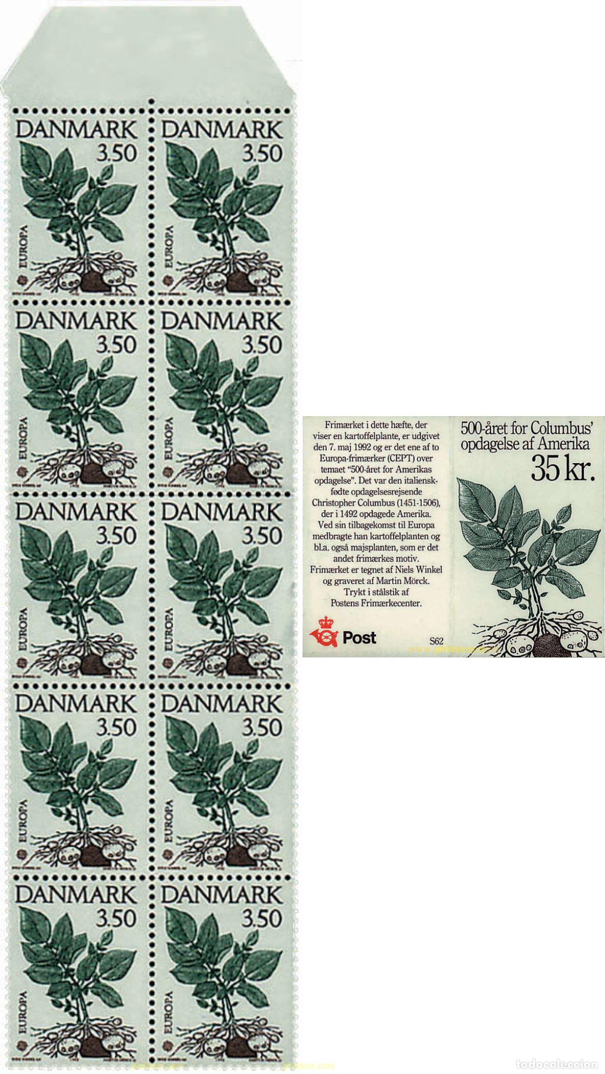 Sellos: 2374 MNH DINAMARCA 1992 EUROPA CEPT. 500 ANIVERSARIO DEL DESCUBRIMIENTO DE AMERICA