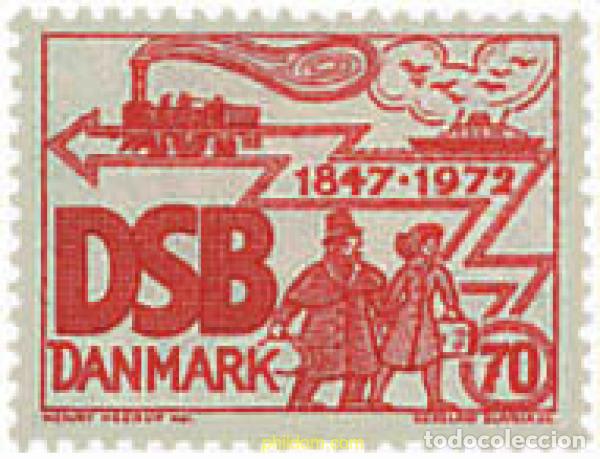 Sellos: 96015 MNH DINAMARCA 1972 125 ANIVERSARIO DEL FERROCARRIL