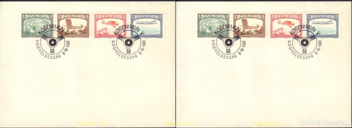 Sellos: 376843 MNH DINAMARCA 1981 VUELOS AEREOS A TRAVES DE LOS A&Ntilde;OS
