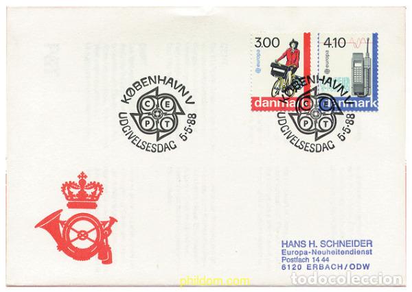 Sellos: 24146 MNH DINAMARCA 1988 EUROPA CEPT. TRANSPORTE Y MEDIOS DE COMUNICACION