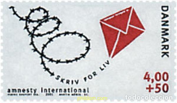 Sellos: 60864 MNH DINAMARCA 2001 40 ANIVERSARIO DE AMNISTIA INTERNACIONAL