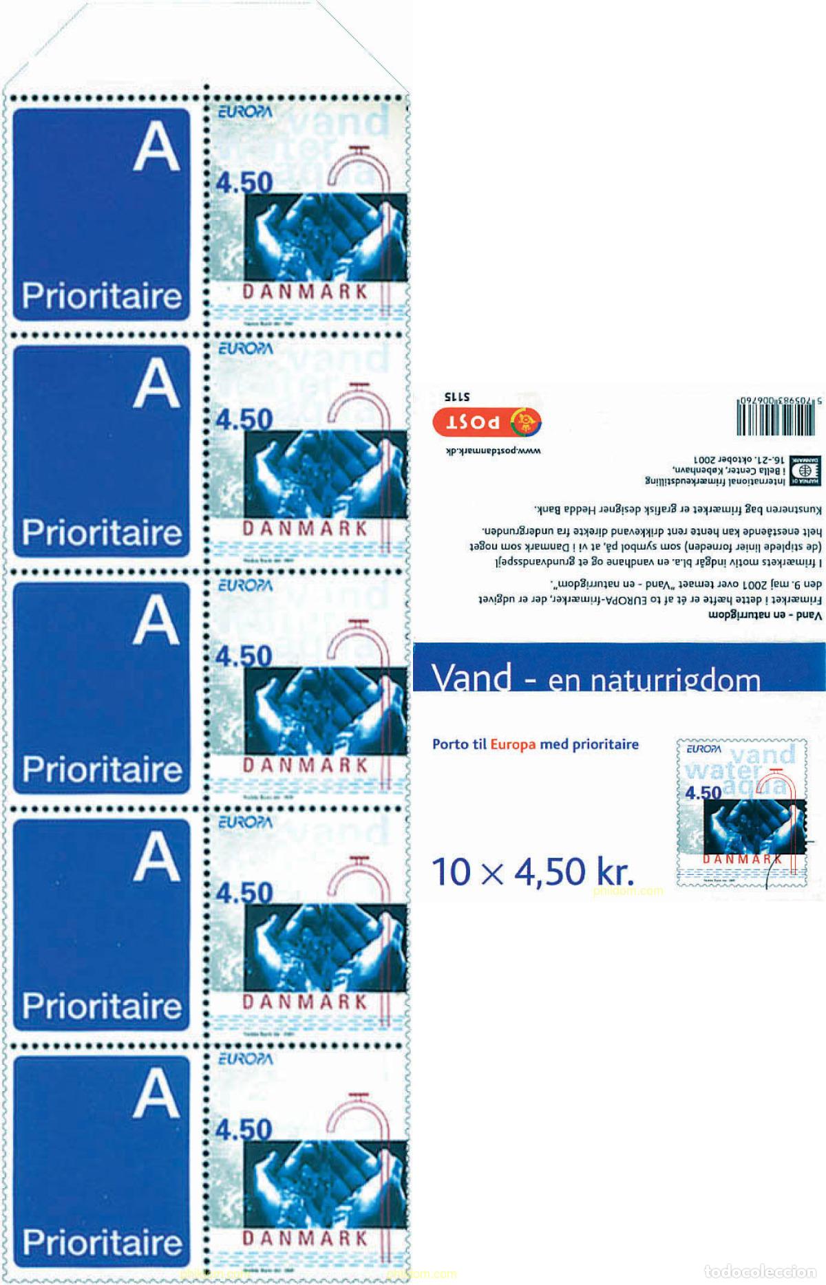 Sellos: 43 MNH DINAMARCA 2001 EUROPA CEPT. EL AGUA, RIQUEZA NATURAL