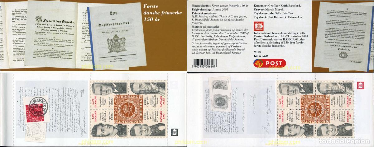 Sellos: 364607 MNH DINAMARCA 2001 150 ANIVERSARIO DEL SELLO DANES