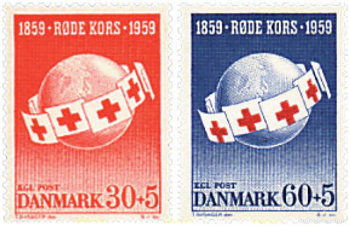 Sellos: 95941 MNH DINAMARCA 1959 CENTENARIO DE LA CRUZ ROJA