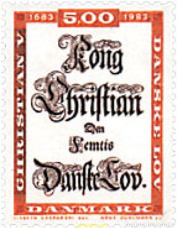Sellos: 96182 MNH DINAMARCA 1983 300 ANIVERSARIO DE LOS DANESES DEL REY CHRISTIAN V