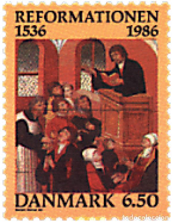 Sellos: 96242 MNH DINAMARCA 1986 450 ANIVERSARIO DE LA INTRODUCCION DE LA RELIGION REFORMADA EN DINAMARCA