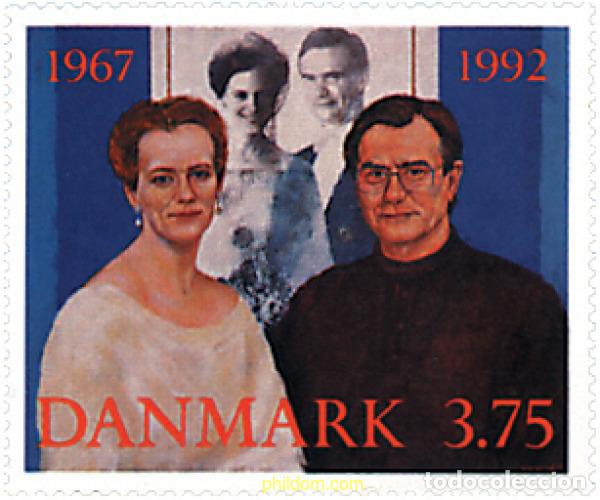 Sellos: 96397 MNH DINAMARCA 1992 25 ANIVERSARIO DE LA BODA DE LA REINA MARGRETHE II Y EL PRINCIPE HENRIK