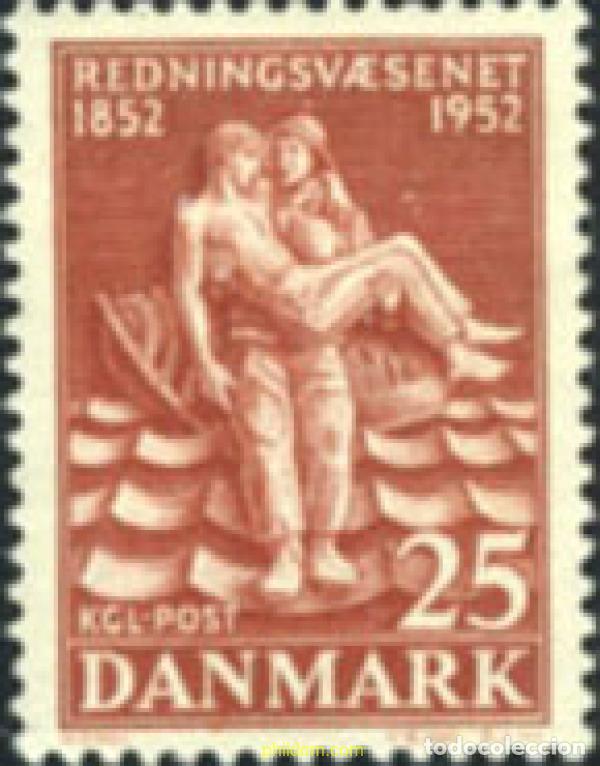 Sellos: 143370 MNH DINAMARCA 1952 CENTENARIO DEL INSTITUTO DE SALVAMENTO MARITIMO