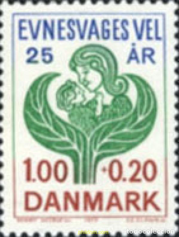 Sellos: 143991 MNH DINAMARCA 1977 25 ANIVERSARIO DE LA SOCIEDAD DANESA A FAVOR DE LOS MINUSVALIDOS