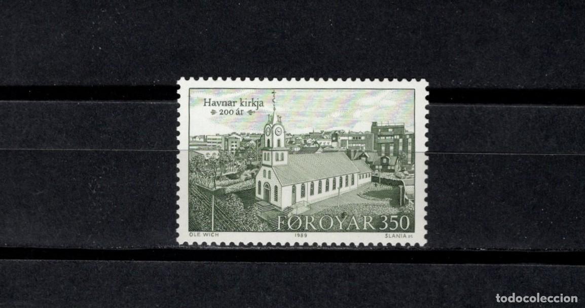 Sellos: Sello nuevo. II Centenario de la Iglesia de T&oacute;rshavn. Vista general. 1989. Yvert 173