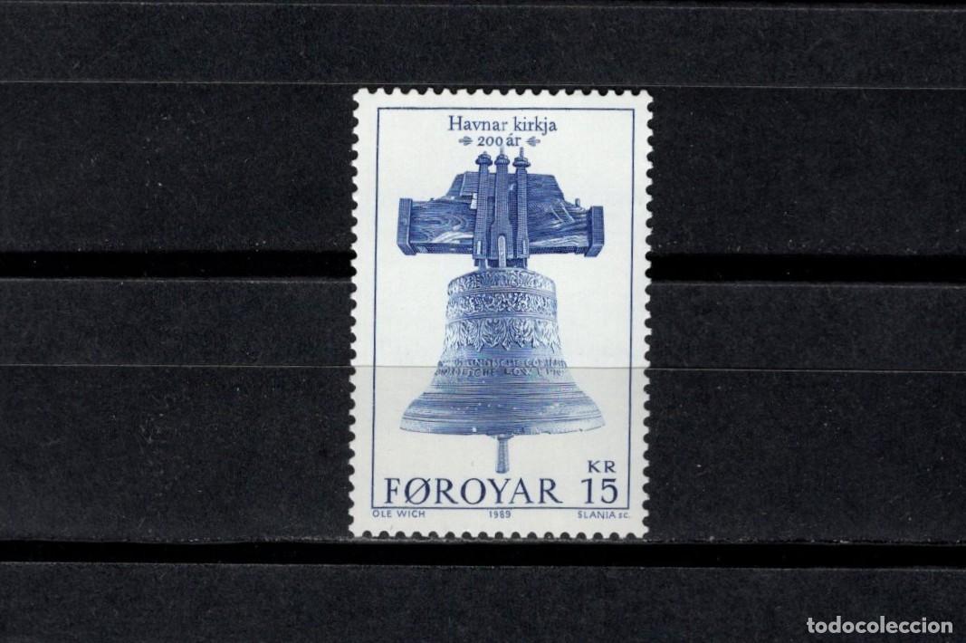 Sellos: Sello nuevo. II Centenario de la Iglesia de T&oacute;rshavn. Campana comprada a un barco. 1708. 1989. Yvert