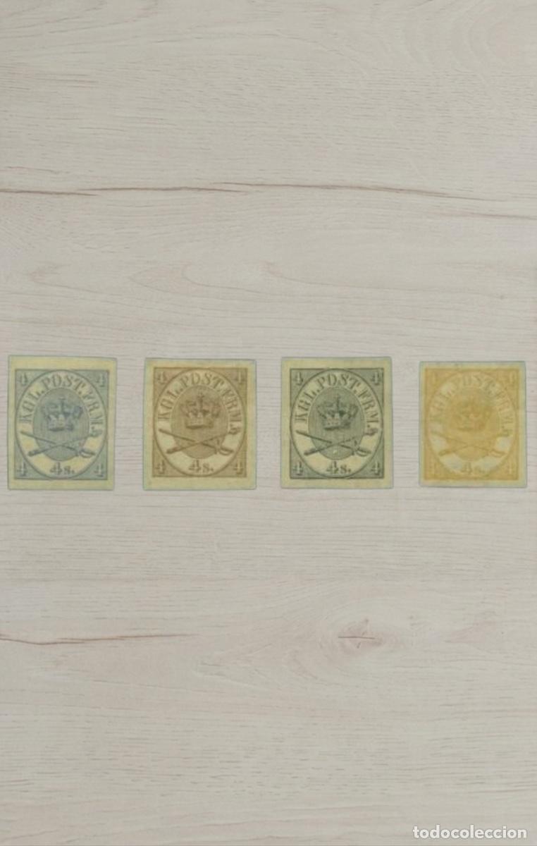 Sellos: Lote 4 Sellos de Dinamarca 1854/1857 - Cl&aacute;sicos 4 Skilling (4s.) - Nuevos / Usados