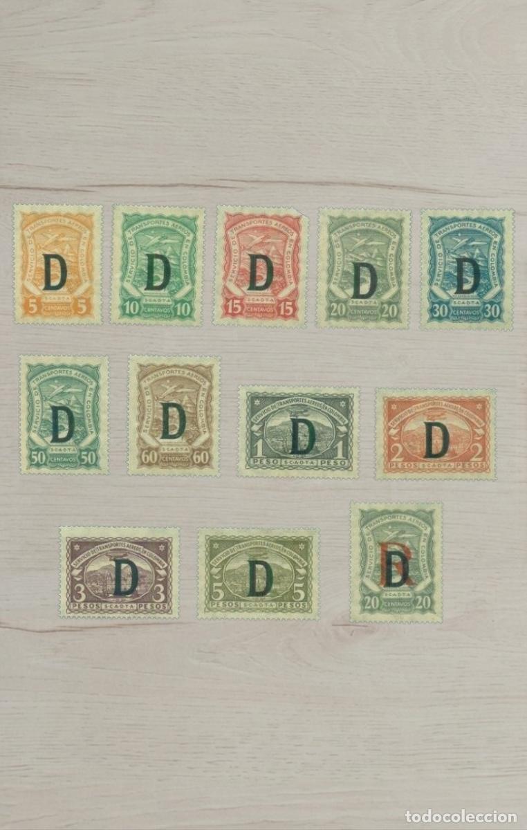 Sellos: Lote 11 Sellos de Colombia 1921 - Correo A&eacute;reo SCADTA con Sobrecarga D - Nuevos