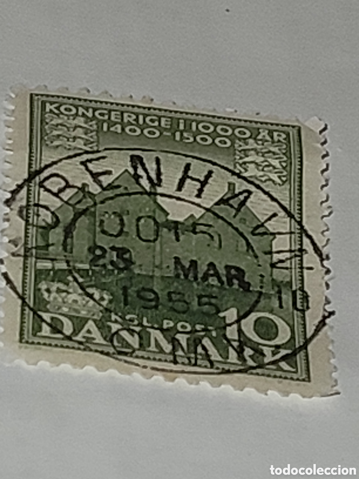 Sellos: Sello de Dinamarca mil a&ntilde;os del Reino de Dinamarca 1955 usado