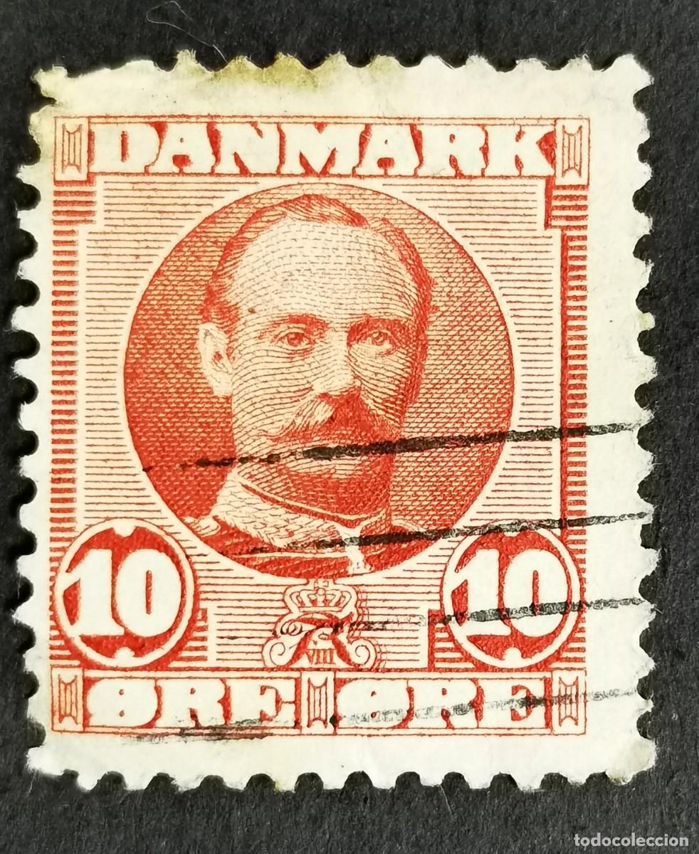 Sellos: Sello Dinamarca 1907, Rey Federico VIII, 10 &oslash;re. Michel: DK 54