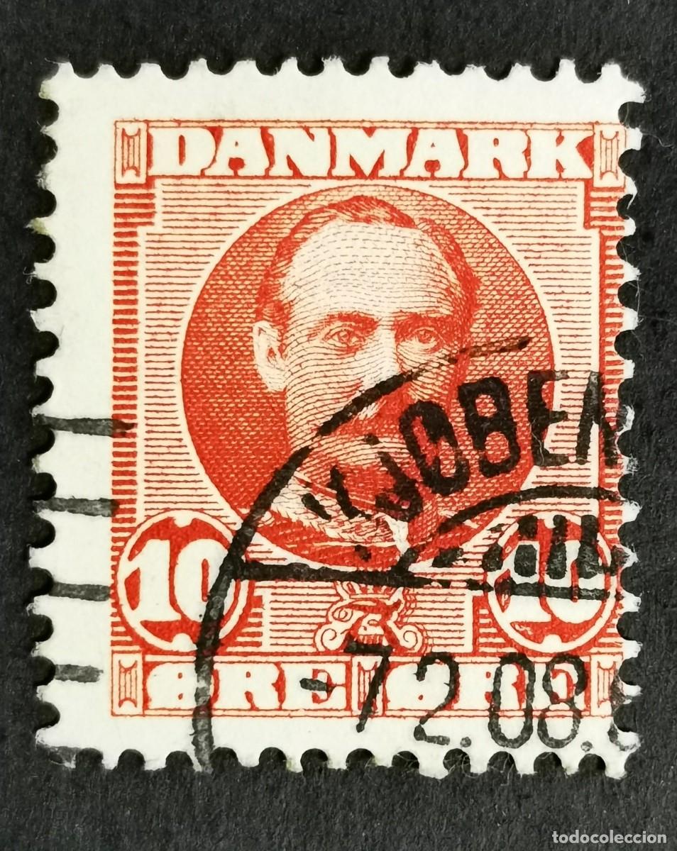 Sellos: Sello Dinamarca 1907, Rey Federico VIII, 10 &oslash;re. Michel: DK 54