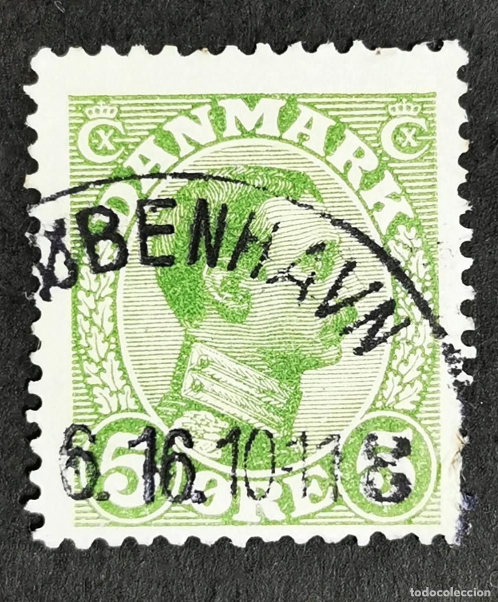 Sellos: Sello Dinamarca 1913, Rey Christian X, 5 &oslash;re. Michel: DK 67