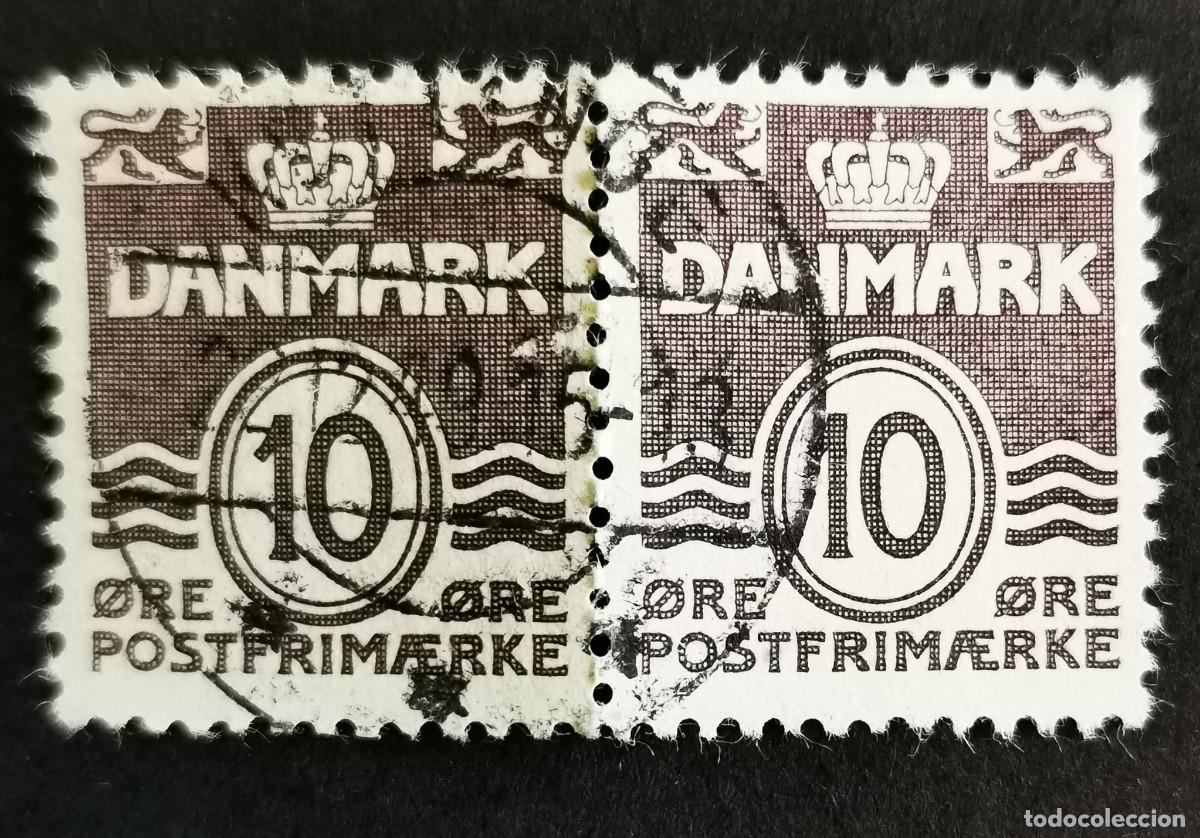 Sellos: Sello Dinamarca 1938, Figura tipo 'onda', 10 &oslash;re. Michel: DK 246xAb