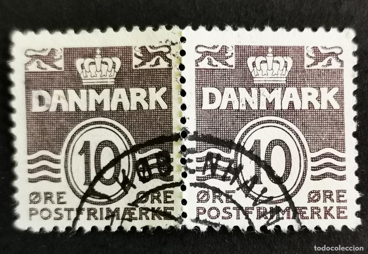 Sellos: Sello Dinamarca 1938, Figura tipo 'onda', 10 &oslash;re. Michel: DK 246xAb