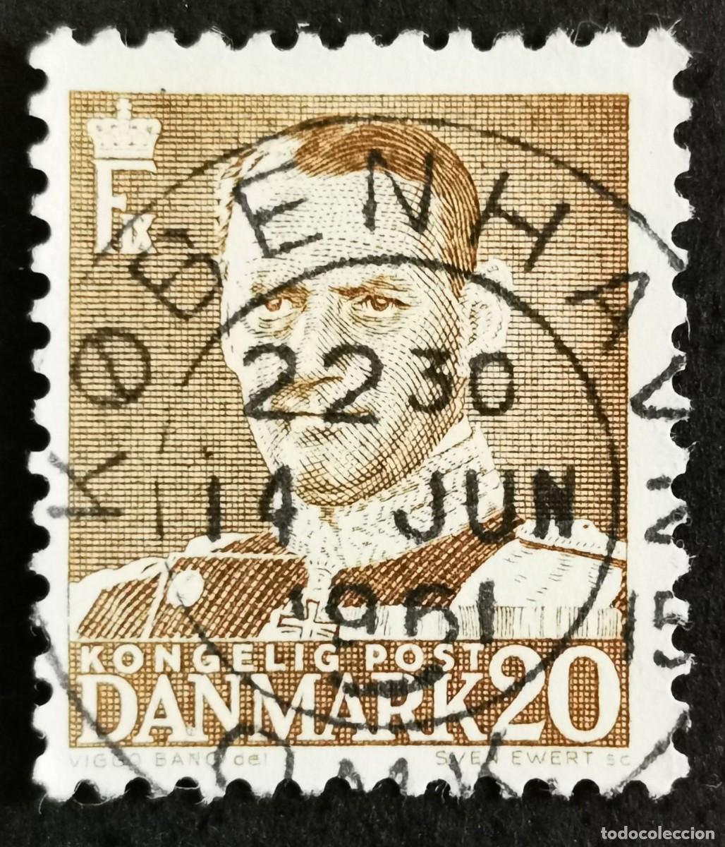 Sellos: Sello Dinamarca 1950, Rey Federico IX, 20 &oslash;re . Michel: DK 305