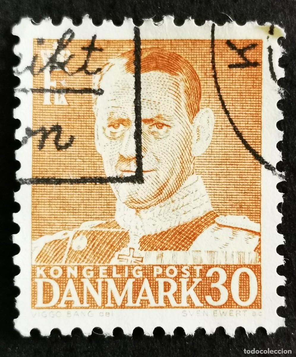 Sellos: Sello Dinamarca 1952, Rey Federico IX, 30 &oslash;re . Michel: DK 334