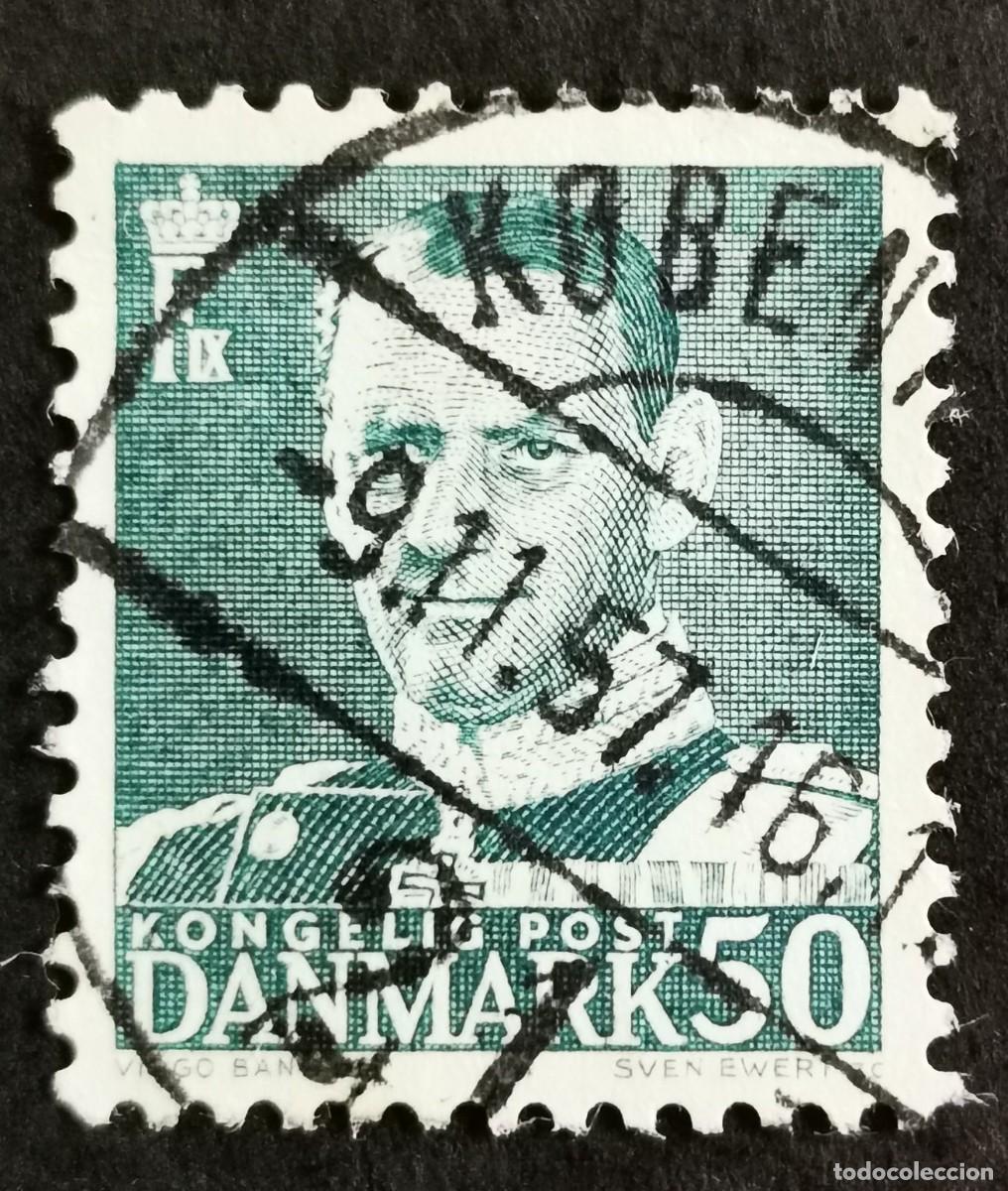 Sellos: Sello Dinamarca 1953, Rey Federico IX, 50 &oslash;re . Michel: DK 335