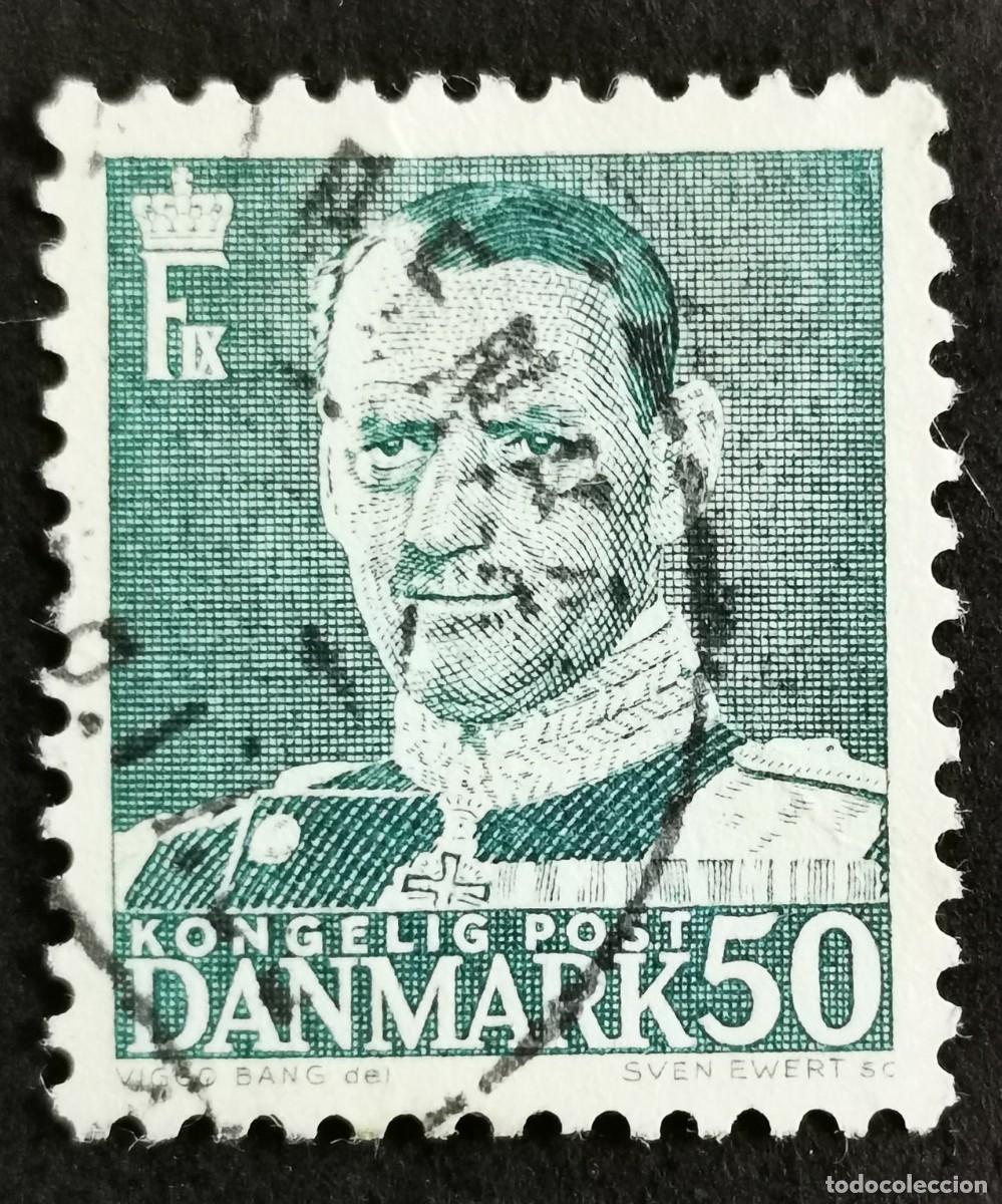 Sellos: Sello Dinamarca 1953, Rey Federico IX, 50 &oslash;re . Michel: DK 335