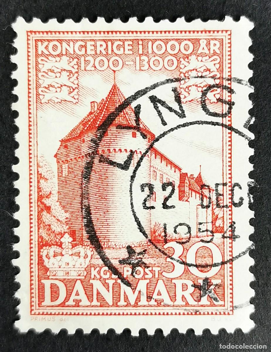 Sellos: Sello Dinamarca 1954, Castillo de Nyborg, 30 &oslash;re. Michel: DK 347