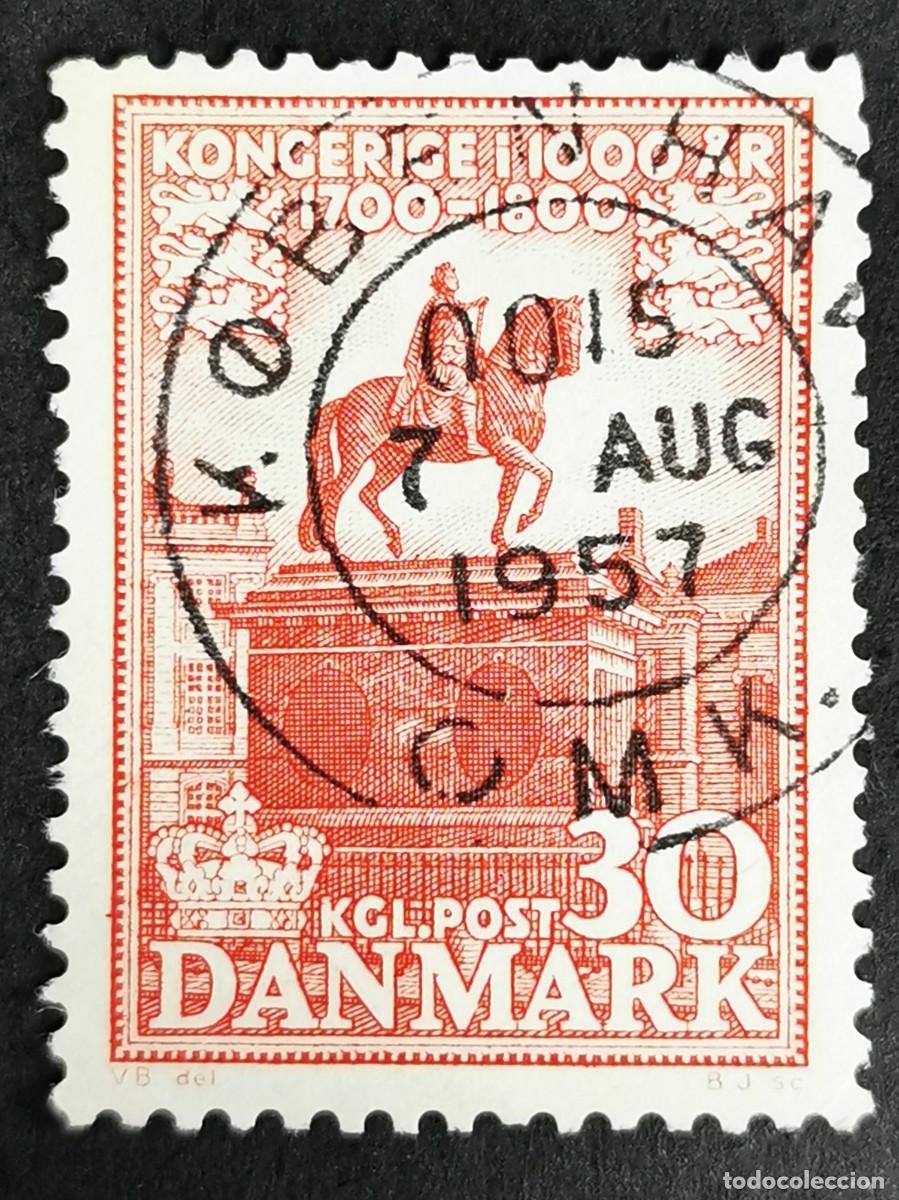 Sellos: Sello Dinamarca 1955, Estatua del rey Federico V, 30 &oslash;re. Michel: DK 356