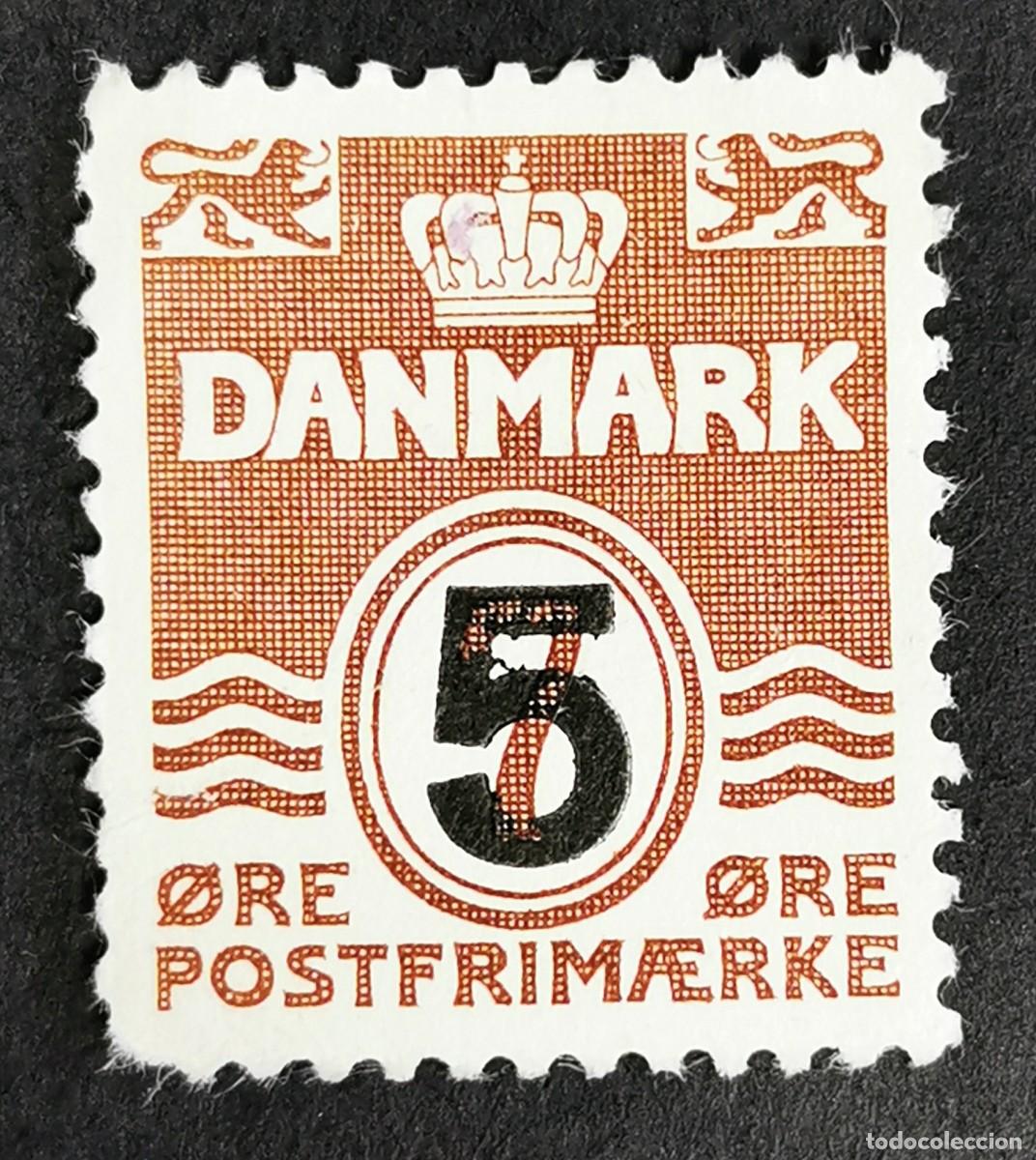 Sellos: Sello Dinamarca 1955, Figura tipo 'onda' - Recargo, 5 &oslash;re. Michel: DK 359
