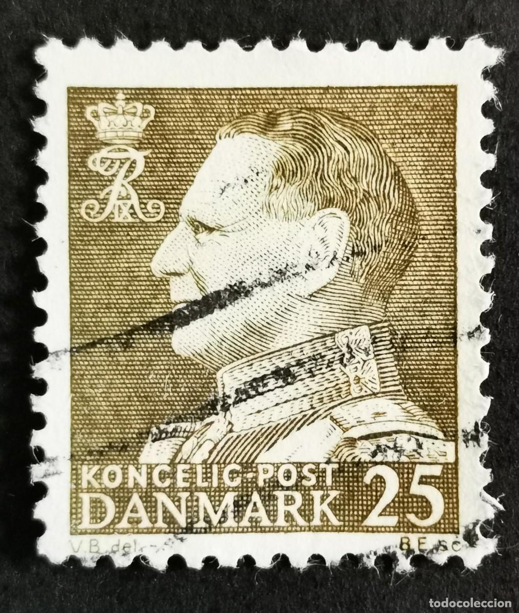 Sellos: Sello Dinamarca 1963, Rey Federico IX, 25 &oslash;re. Michel: DK 411x