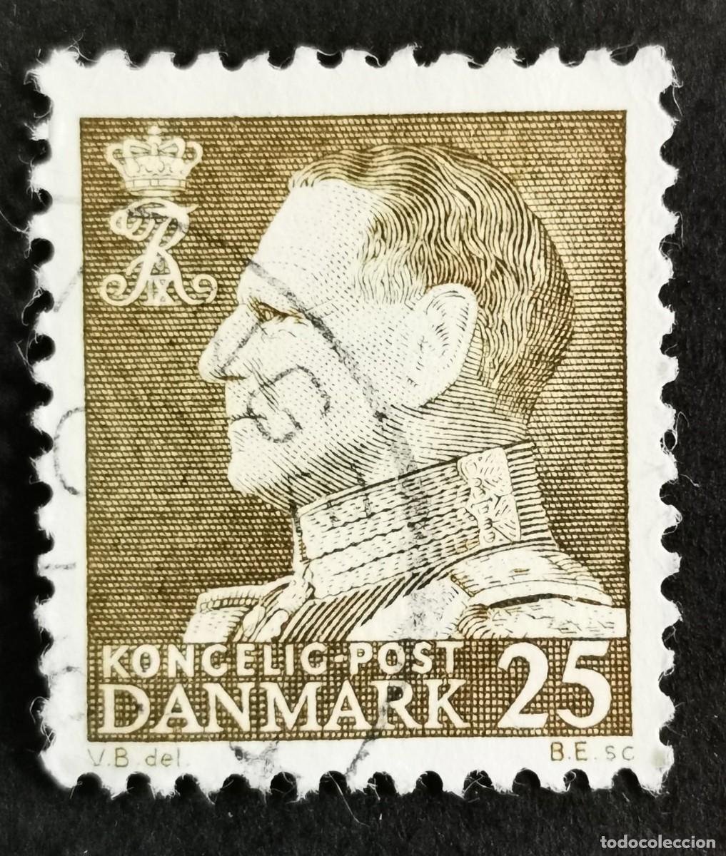 Sellos: Sello Dinamarca 1963, Rey Federico IX, 25 &oslash;re. Michel: DK 411x