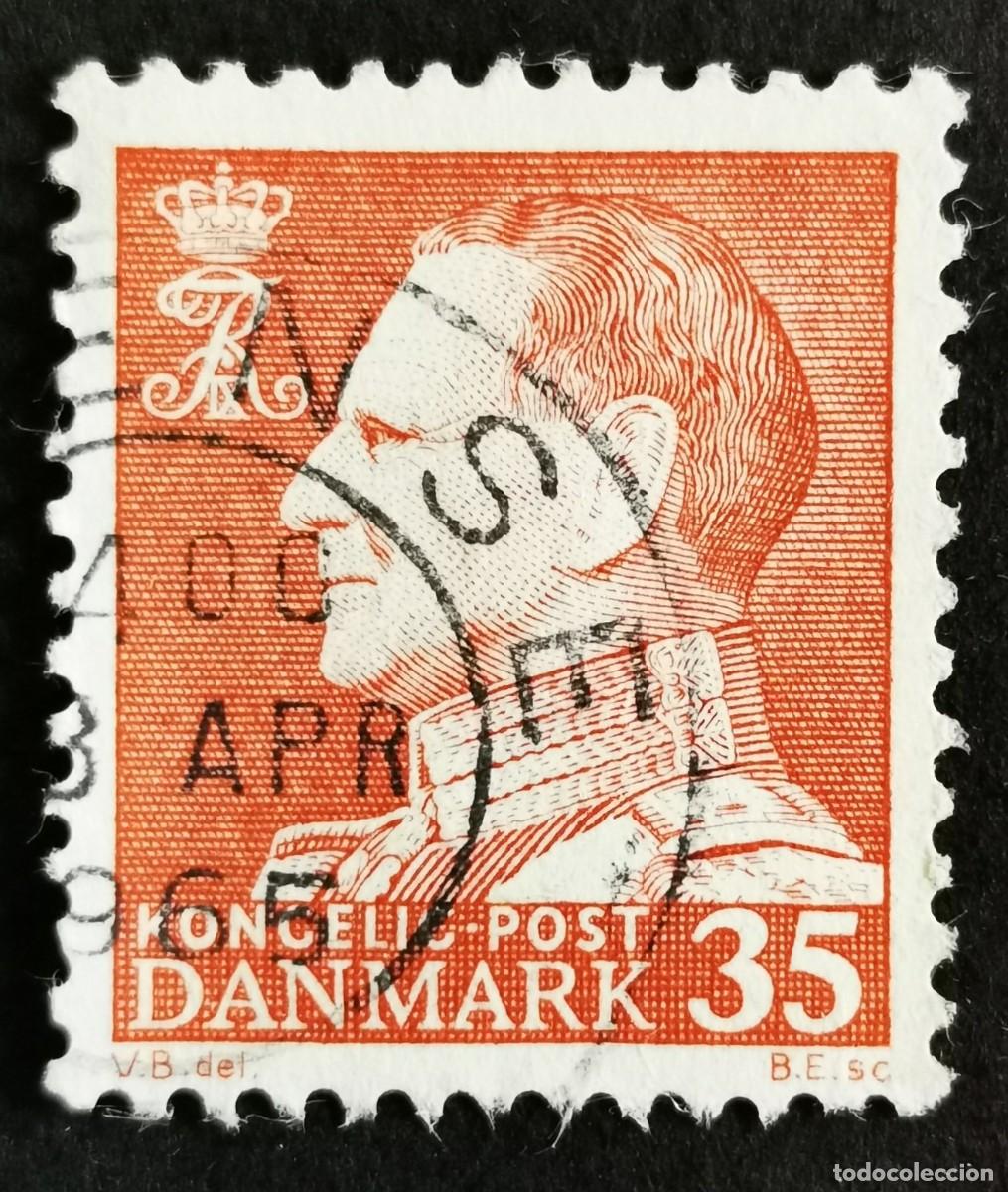 Sellos: Sello Dinamarca 1963, Rey Federico IX, 35 &oslash;re. Michel: DK 412x