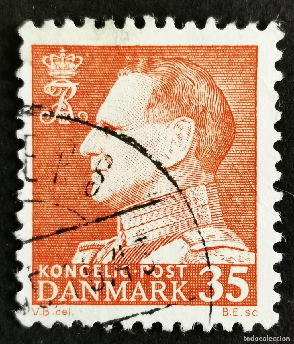 Sellos: Sello Dinamarca 1963, Rey Federico IX, 35 &oslash;re. Michel: DK 412x