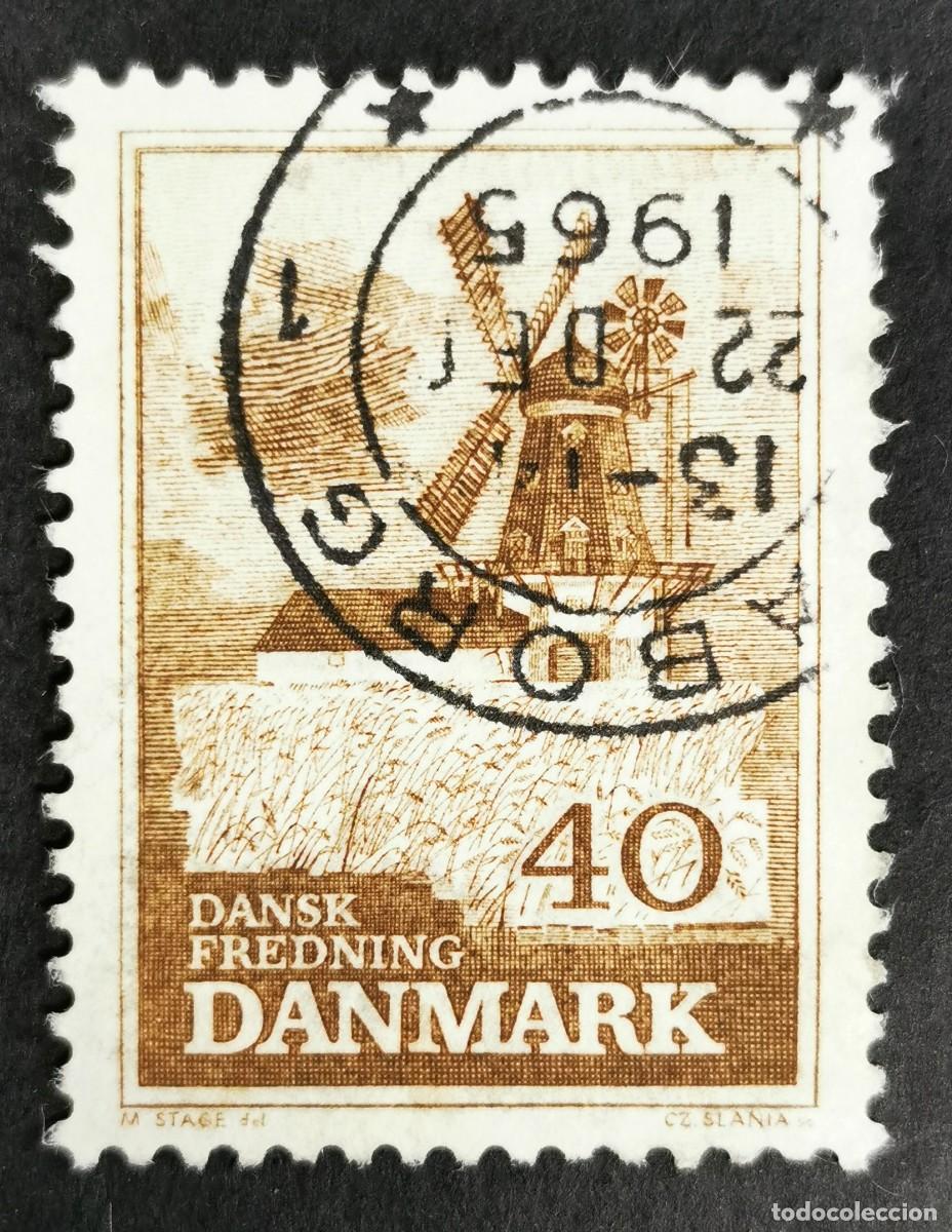 Sellos: Sello Dinamarca 1965, &Aacute;reas naturales - Molino de viento de Bog&oslash;, 40 &oslash;re. Michel: DK 437x