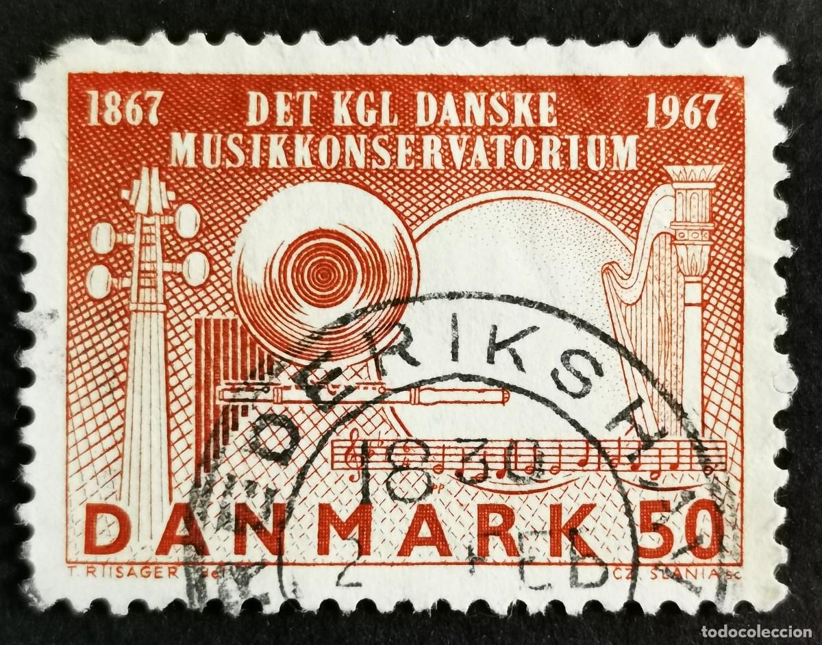 Sellos: Sello Dinamarca 1967, Conservatorio, 50 &oslash;re. Michel: DK 449x