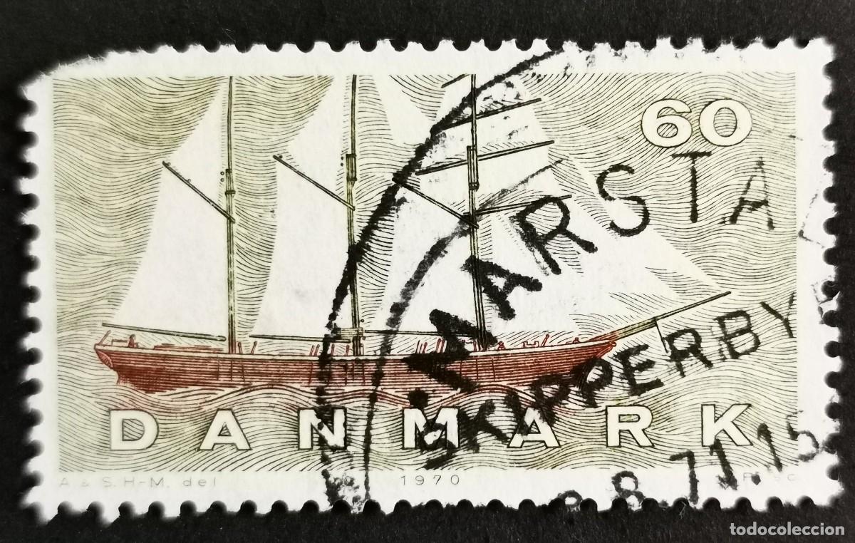 Sellos: Sello Dinamarca 1970, Goleta Thuroe con Topgallant, 60 &oslash;re. Michel: DK 503