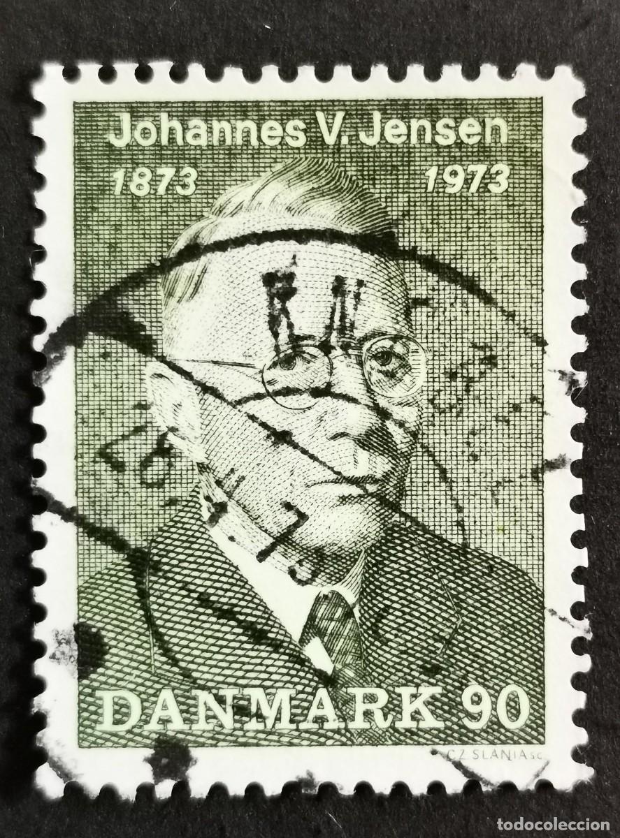 Sellos: Sello Dinamarca 1973, Johannes Vilelm Jensen, autor (1873 - 1950), 90 &oslash;re. Michel: DK 540